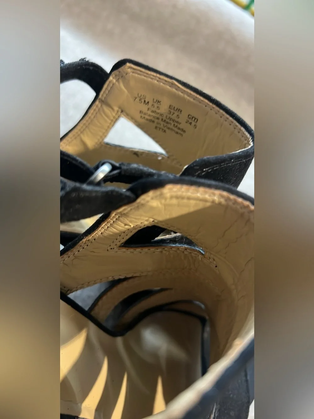 Naturalizer Etta Black Suede Open Toe Strappy Heels size 7.5